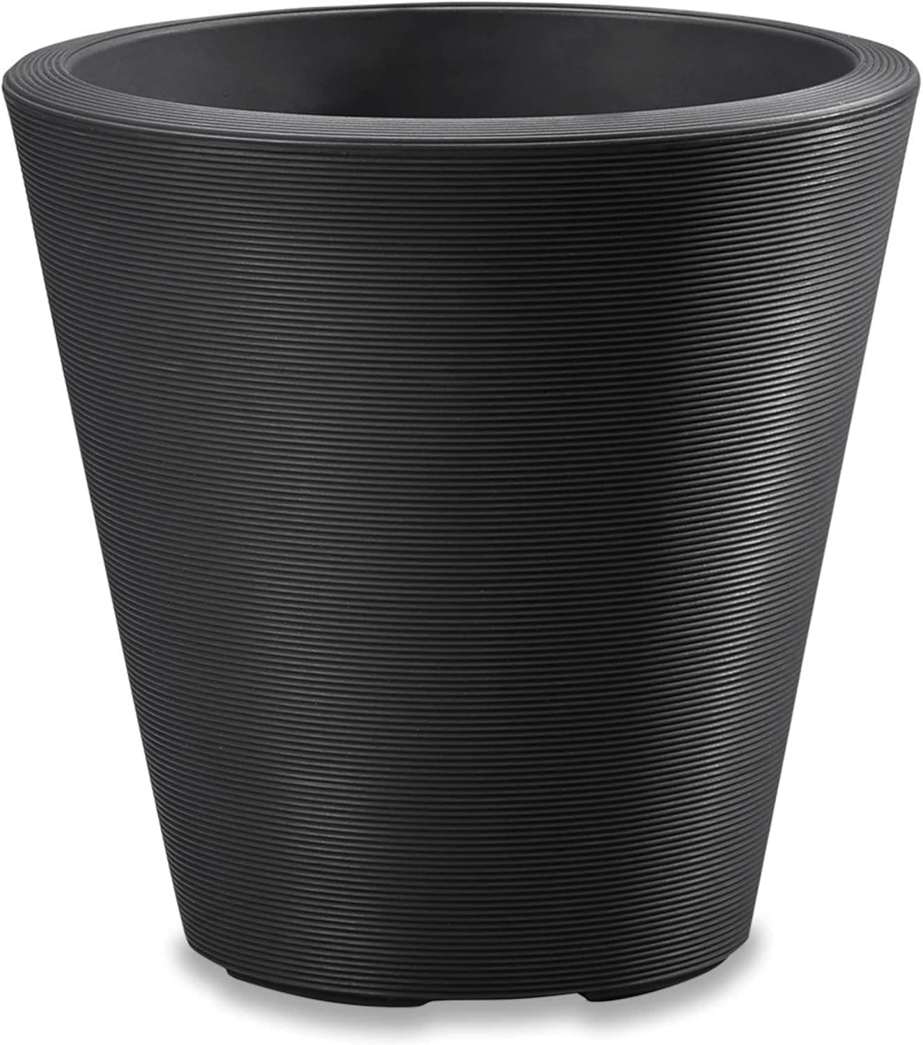 Crescent Garden Madison Planter– Weather-Resistant, Double Walled Indoor/Outdoor Plant Pot with Drain Hole – Durable All-Season Flower Container, 14" W (Caviar Black)