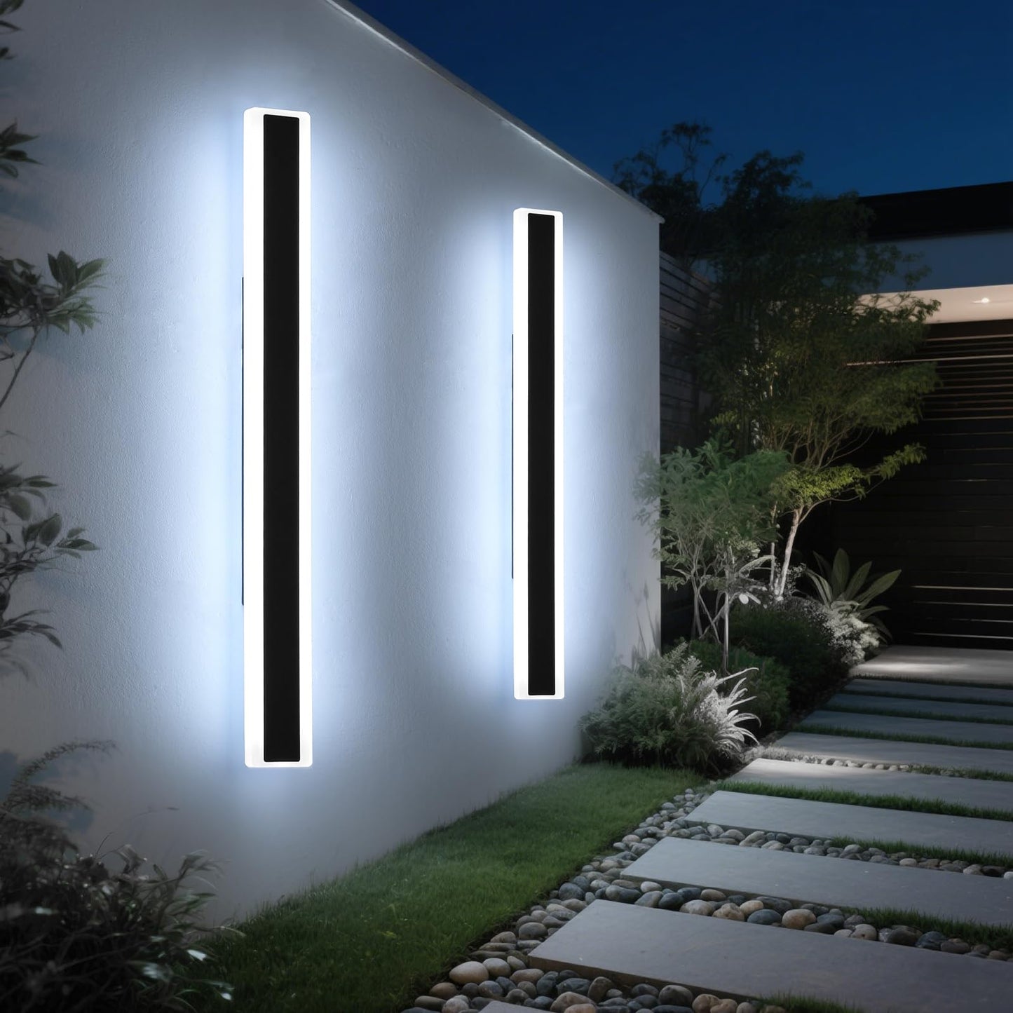 Mikeru 2Pack 70.8Inch Long Led Wall Light  6000K Cool White Modern Outdoor Wall Light Ip65 Waterproof Black Acrylic Porch Exterior Lighting Fixtures  Exterior Wall Mount Lights