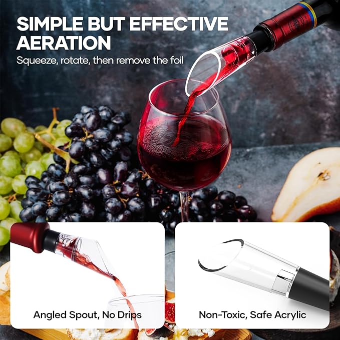 Crenova Wine Opener Electric, Rechargeable Wine Bottle Opener, Automatic Corkscrew with Vacuum Stopper, Aerator Pourer, Foil Cutter, Display Base, House Warming Gifts for New Home Wedding Birthday
