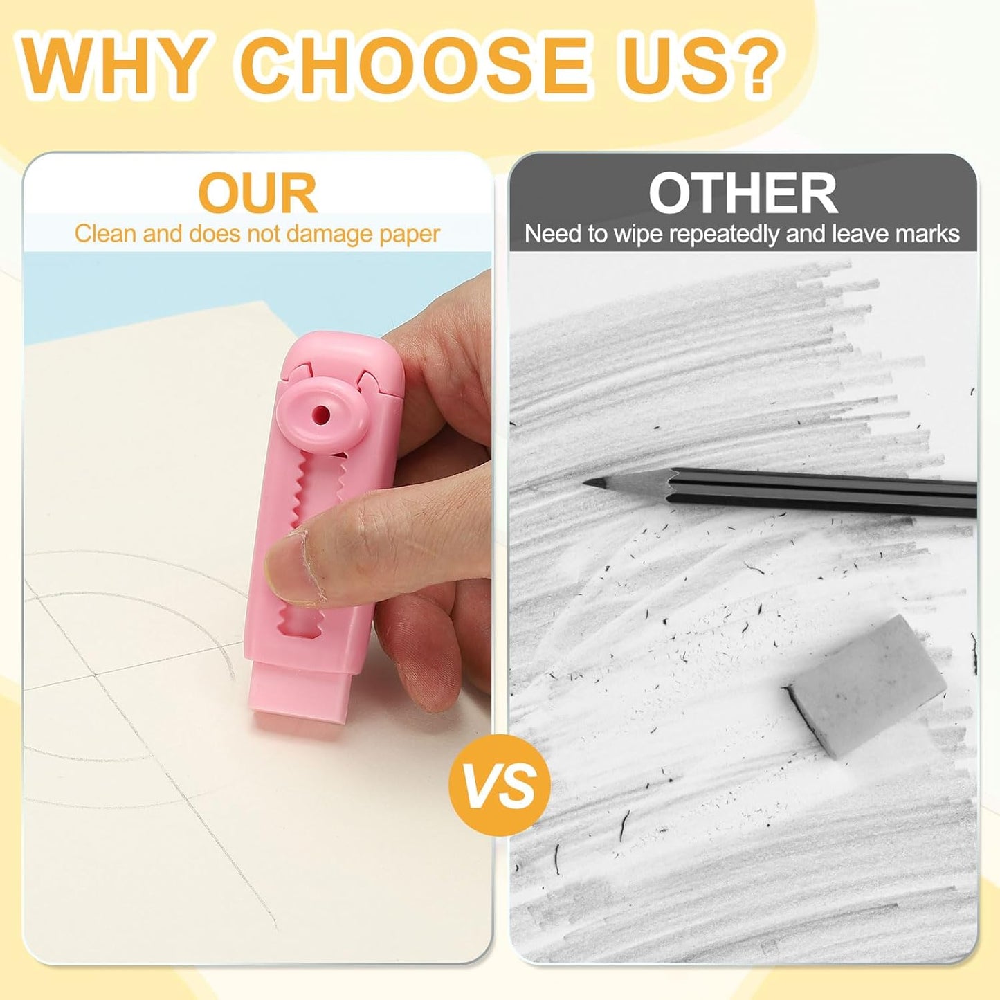 PATIKIL 4 Pack Erasers, Sliding Retractable Eraser Push Pull Cute Pencil Erasers Soft Large Easy to Clean with Plastic Sleeve for Sketching Drawing Artists Teacher Pencils, Cyan