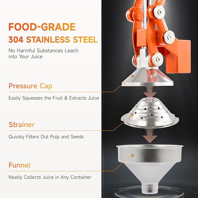CO-Z Hand Press Juicer Machine, Manual Orange Juicer and Professional Citrus Juicer for Orange Juice Pom Lime Lemon Juice, Commercial Lemon Squeezer, Easy to Clean, Orange