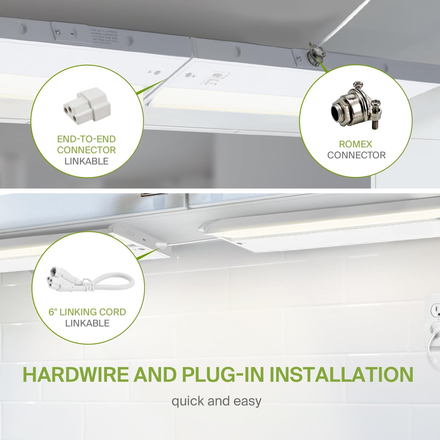 Asd Swivel Led Under Cabinet Lighting  24 Inch 12W  Hardwired Or Plug-In  2700K/3000K/4000K  Hi/Low Switch  Rotatable Lens  Dimmable Linkable Under Counter Light For Kitchen  Etl & Energy Star