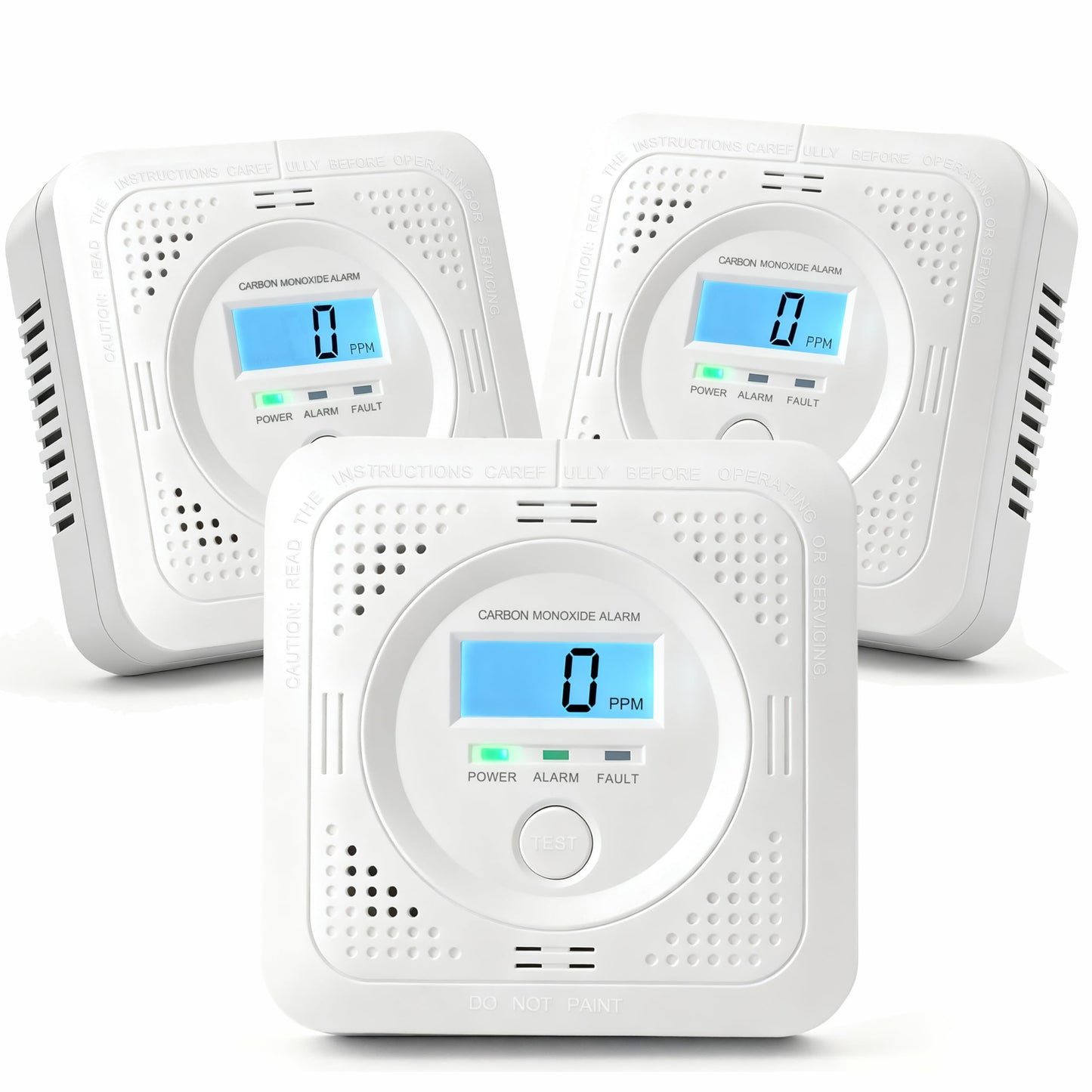3 Pack Carbon Monoxide Detector LCD Screen Real-Time Concentration Battery Fault LED 60-Second Self-Check History Alarm Peak Record Portable Travel Van Life RV Camping Hotel Home Safety Pet Family