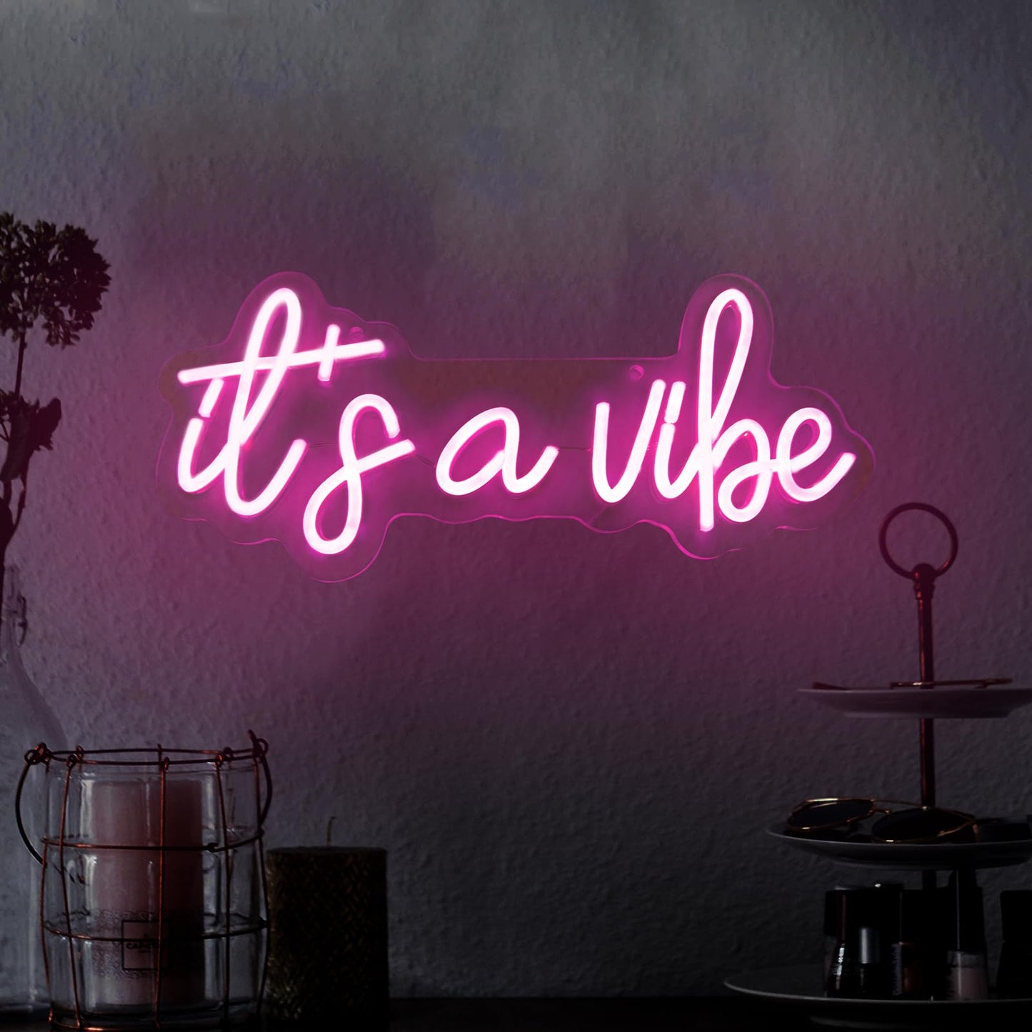 Moodlion ItS A Vibe Neon Sign  Neon Signs For Wall Decor  Neon Dimmable Pink Led Signs For Bedroom  Neon Light Up Signs For Home malt-inspired Bar Cafe Game Room Birthday Wedding Decorations Girls Boys Gifts