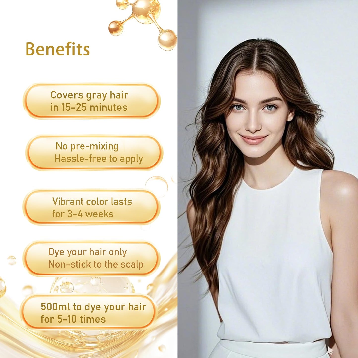 GURKOOYD Dark Coffee Hair Dye Shampoo, Hair Color Shampoo for Gray Hair, Brown Hair Dye, Brown Hair Shampoo, Champu Para Canas,
