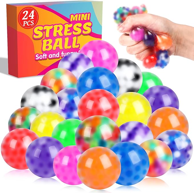 VISCOO 24 Pack Stress Balls, Squishy Ball, Squeeze Balls for Adults, Anti-Anxiety and Fidget Balls to Relax, Party Favors,...