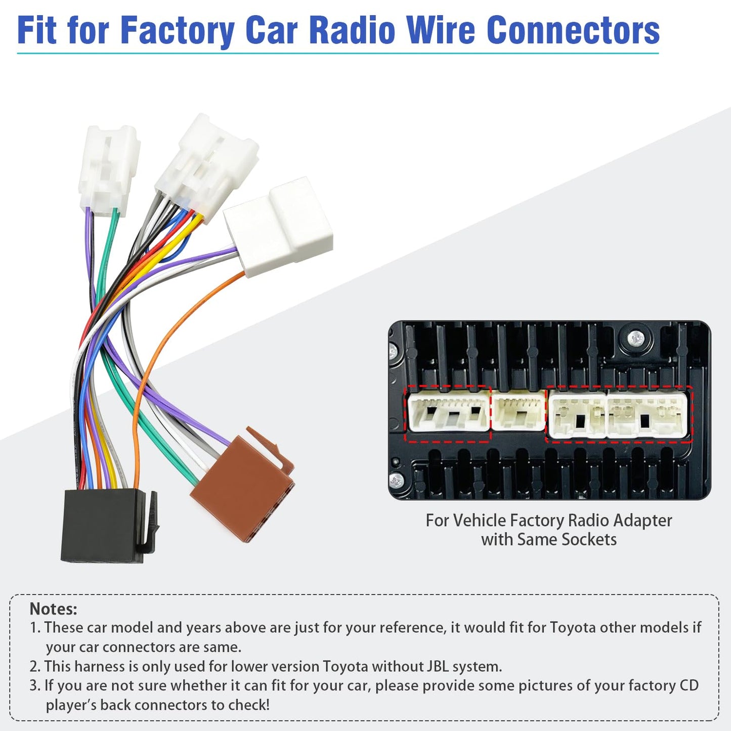 Jayubien Stereo Wiring Harness For Toyota Radio Connector 2003-2012,Compatible With Camry Corolla Tacoma Matrix Tundra 4Runner P