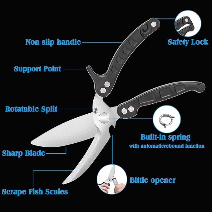 Poultry Shears Scissors Heavy Duty,Kitchen Shears,Multi-purpose Stainless Steel Kitchen Scissors for Christmas Turkey Food, Chicken,Fish,Meat,Separable easy to clean thoroughly,Dishwasher Safe.