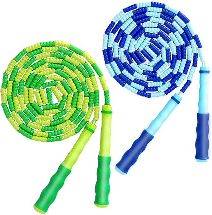 TYSISKNO Jump Rope for Kids Girls and Boys, Soft Beaded Jump Ropes, Adjustable Skipping Rope, Tangle-Free Segmented Rope f...