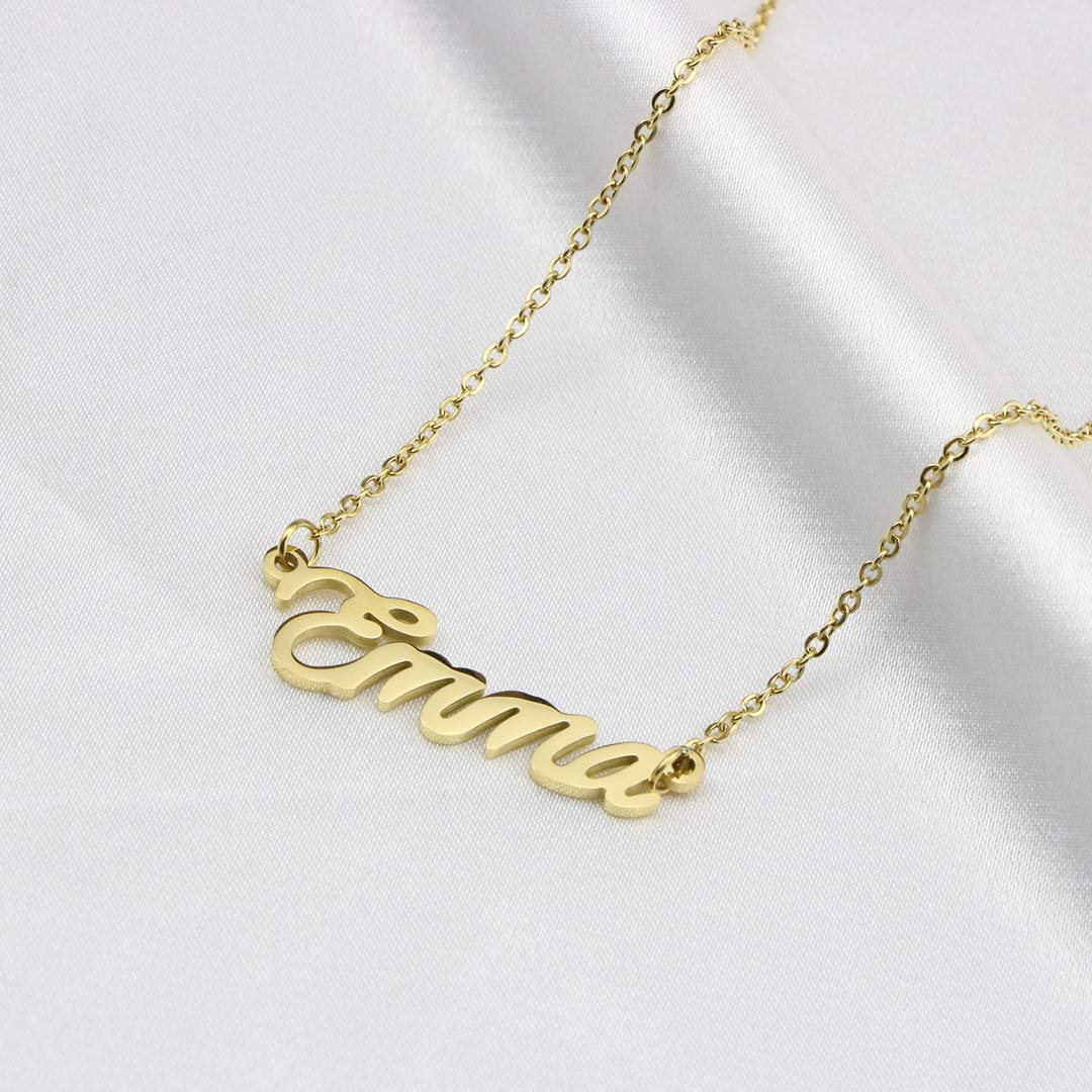Awegift Women Jewelry Name Necklace Big Initial Gold Plated Best Friend Women Gift for Her Rosa