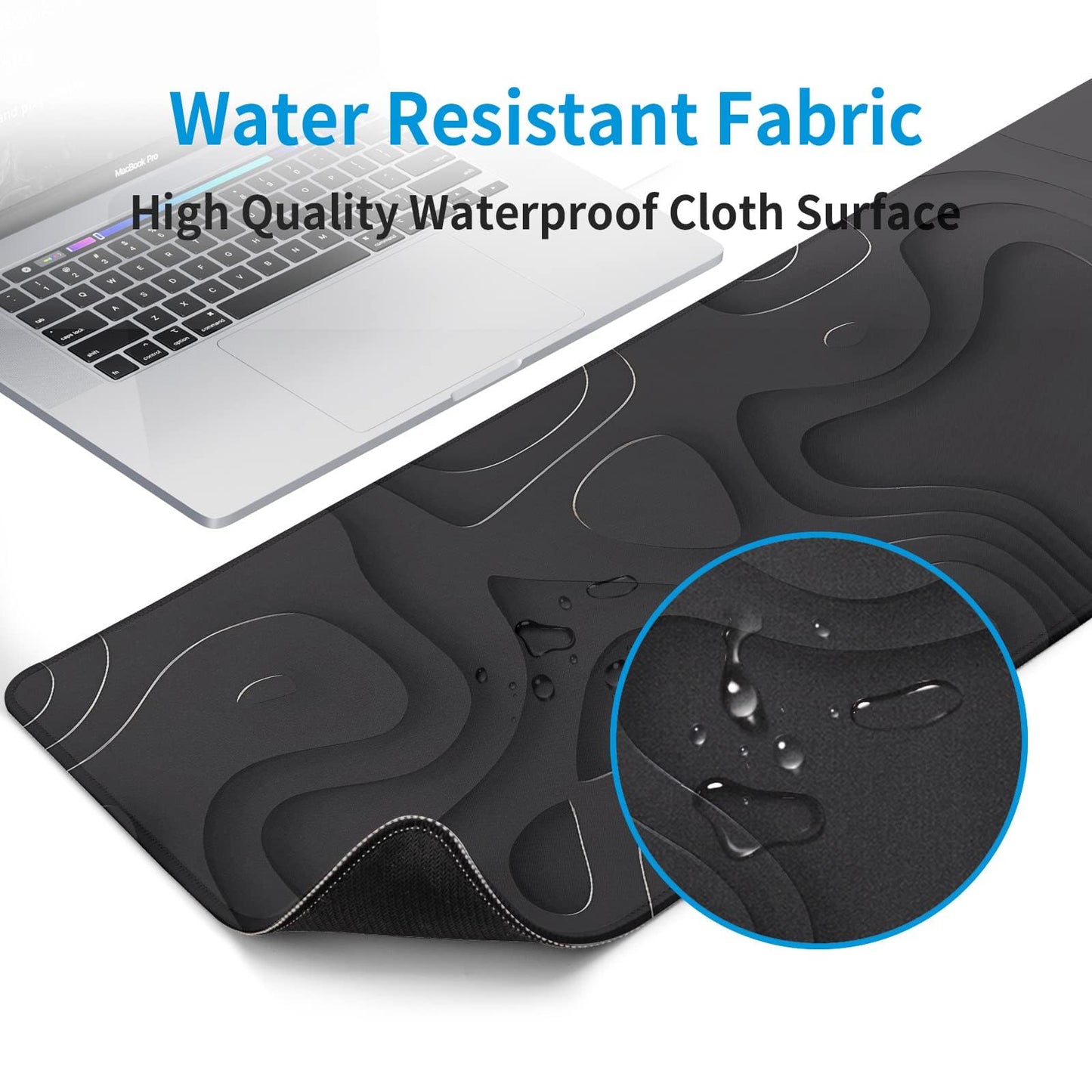Llzdeuan Large Anime Gaming Mouse Pad Black Solid Geometry Desk Pad Computer Keyboard Mat Non-Slip Rubber Base Office Decor Waterproof Mouse Mat
