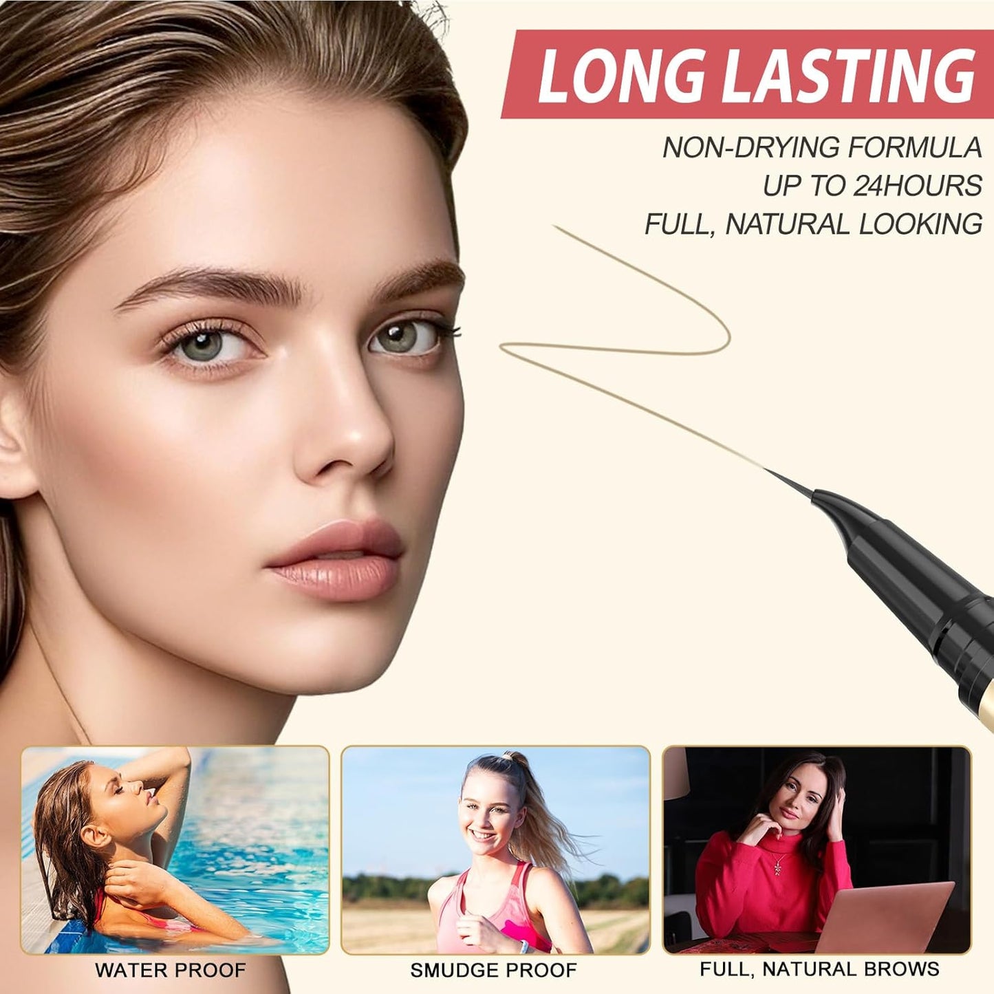 LAVONE Eyebrow Pen, 2-in-1 Eyebrow Pencils for Women with 4 Tip Microblading Eyebrow Pencil and Curved Precise Brow Pencil, Waterproof Eyebrow Pencil Create Full, Natural Hair-Like Brows, Blonde