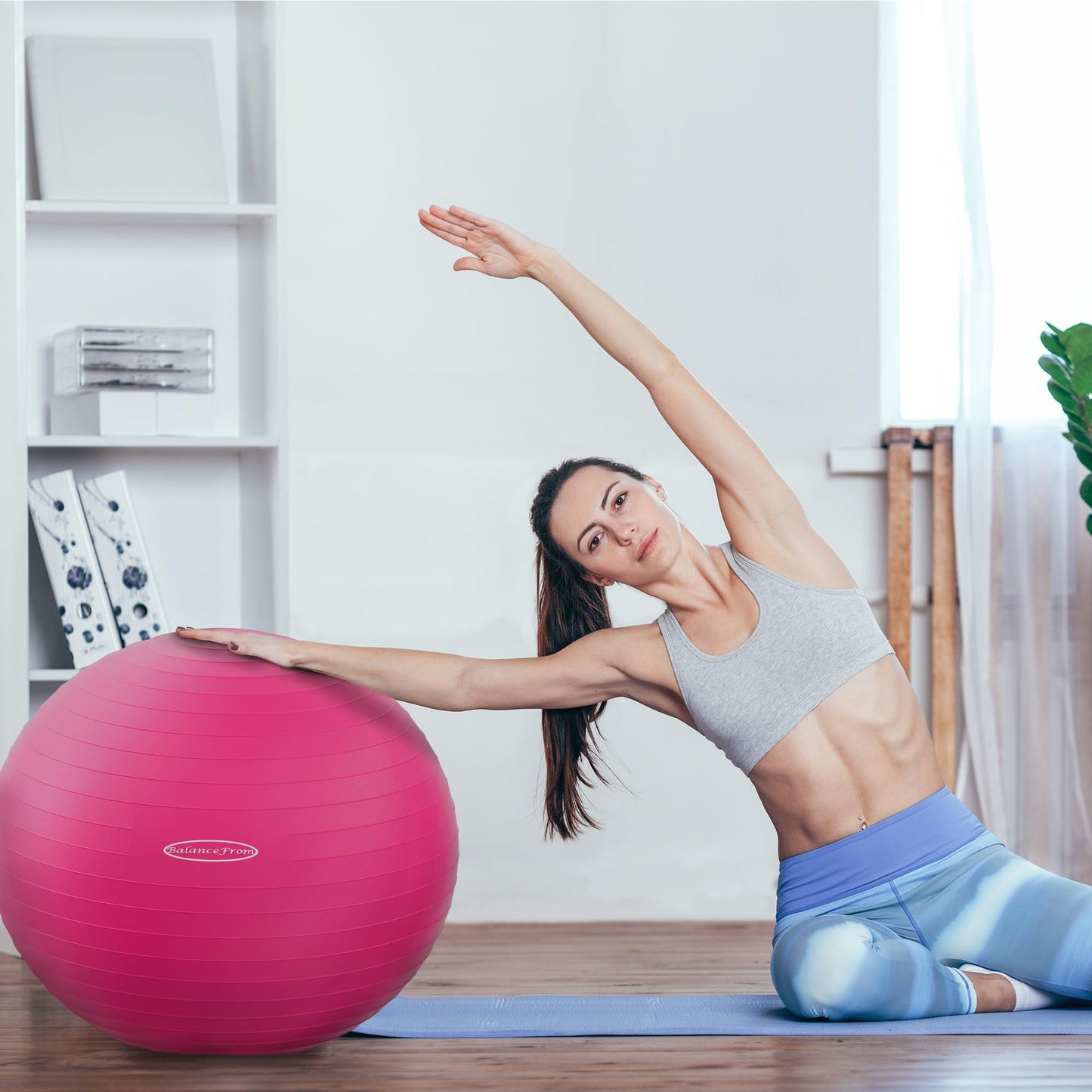 Fitvids Anti-Burst Slip Resistant Exercise Ball - 18-inch Pink, 2,000-Pound Capacity