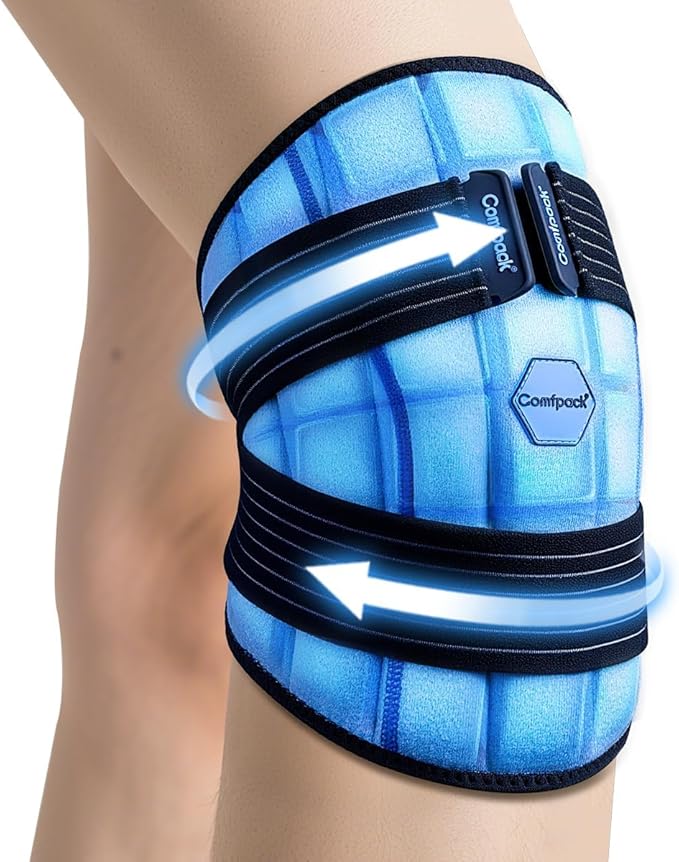 Comfpack Knee Ice Pack Wrap, 2 Hours Long Lasting Coldness Ice & Compression Therapy Flexible Ice Pack for Knee Replacemen...