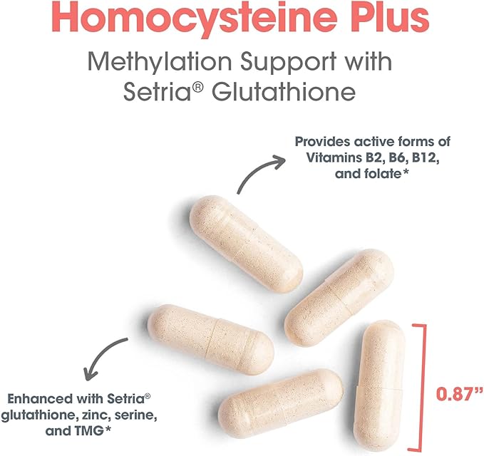 Allergy Research Group Homocysteine Plus Supplement - with Setria Glutathione, Vitamin B Complex, Trimethylglycine, Vegetarian Capsules - 90 Count