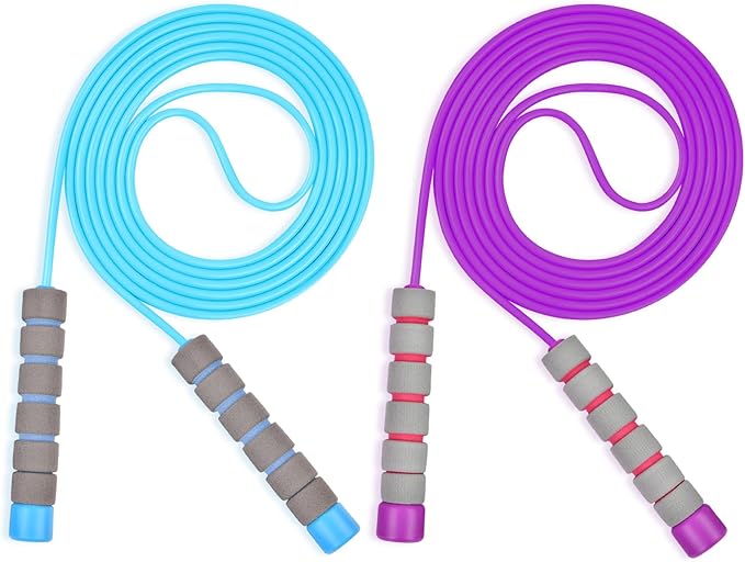 Flintronic Skipping Ropes for Children, 2 Pack Adjustable Jumping Rope for Kids, 2.6m Skipping Rope with Skin-Friendly Foa...