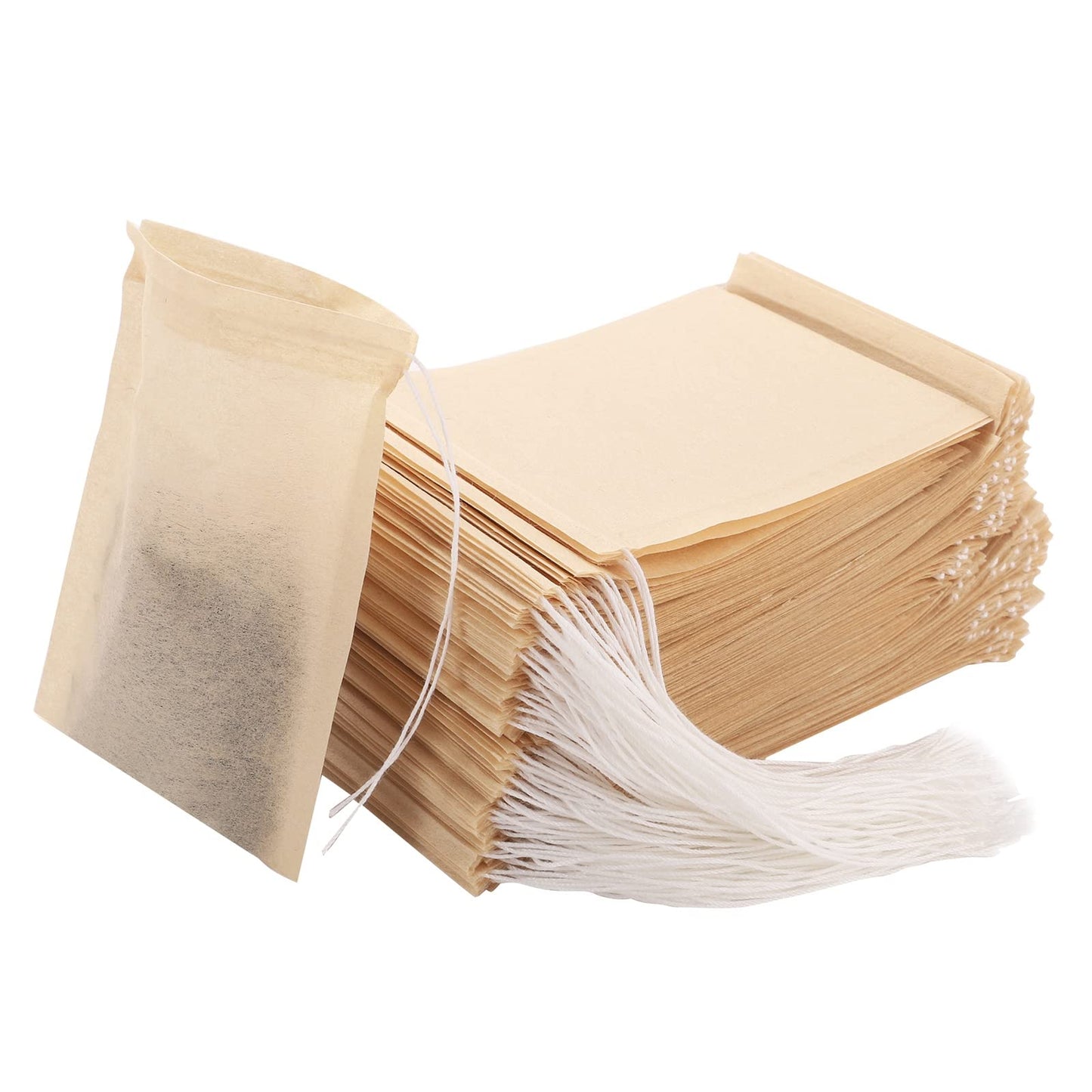 Empty Tea Bags - 300 Pcs Disposable Drawstring Unbleached Filter Bags for Loose Leaf Tea and Coffee (3.54 x 2.75 inch)