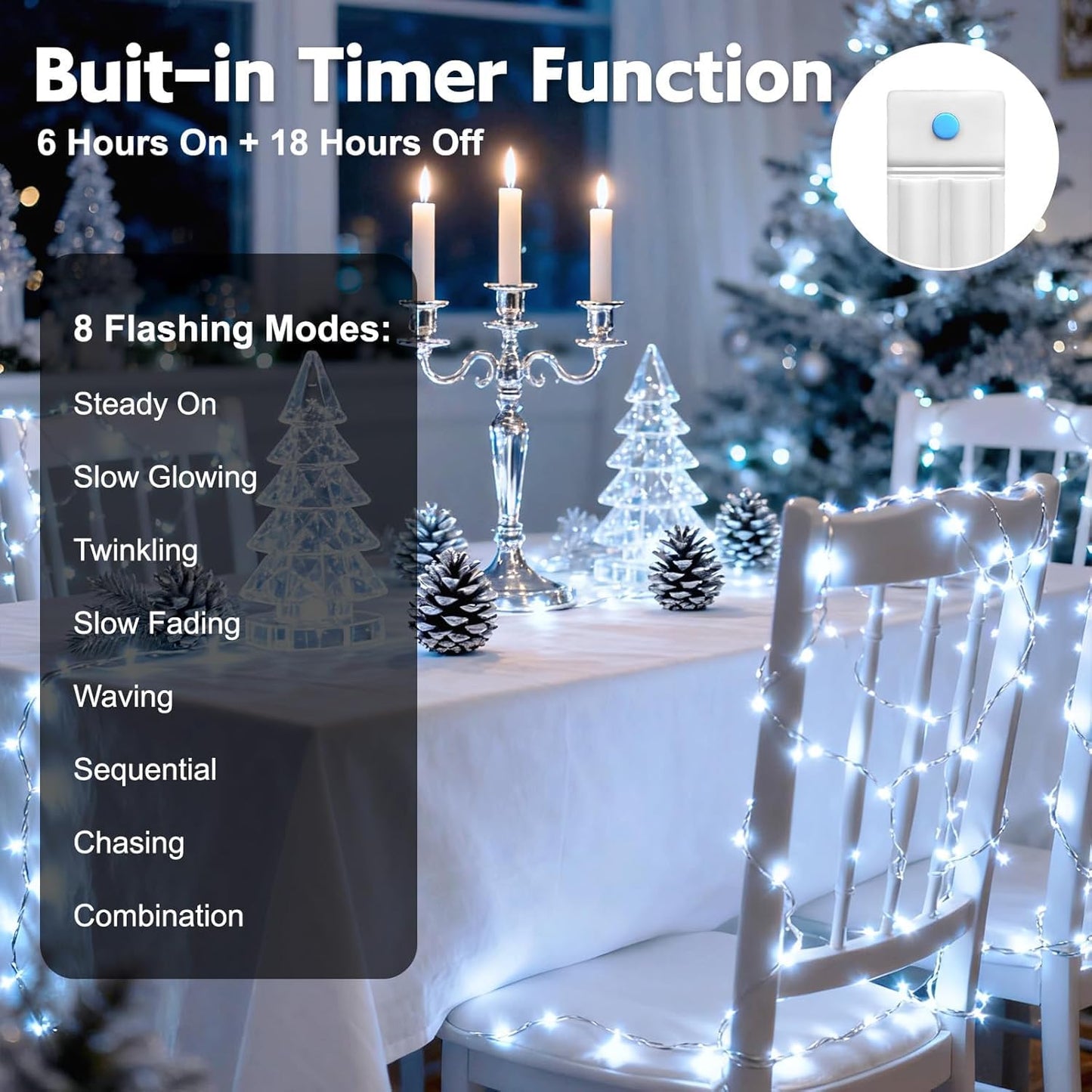 Yjfwal 12 Pack 10Ft 30Led Starry String Lights, Waterproof, Battery Operated, Cool White, 8 Modes Timer For Diy, Wedding, Party, Garden Decor