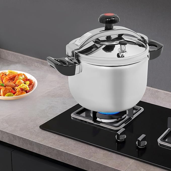 9.5QT Stainless Steel Pressure Cooker, 60Kpa Large Steamer Cooking Pressure Canner, Safety Valves, Compatible with Induction and Gas Stovetops for Family or Commercial
