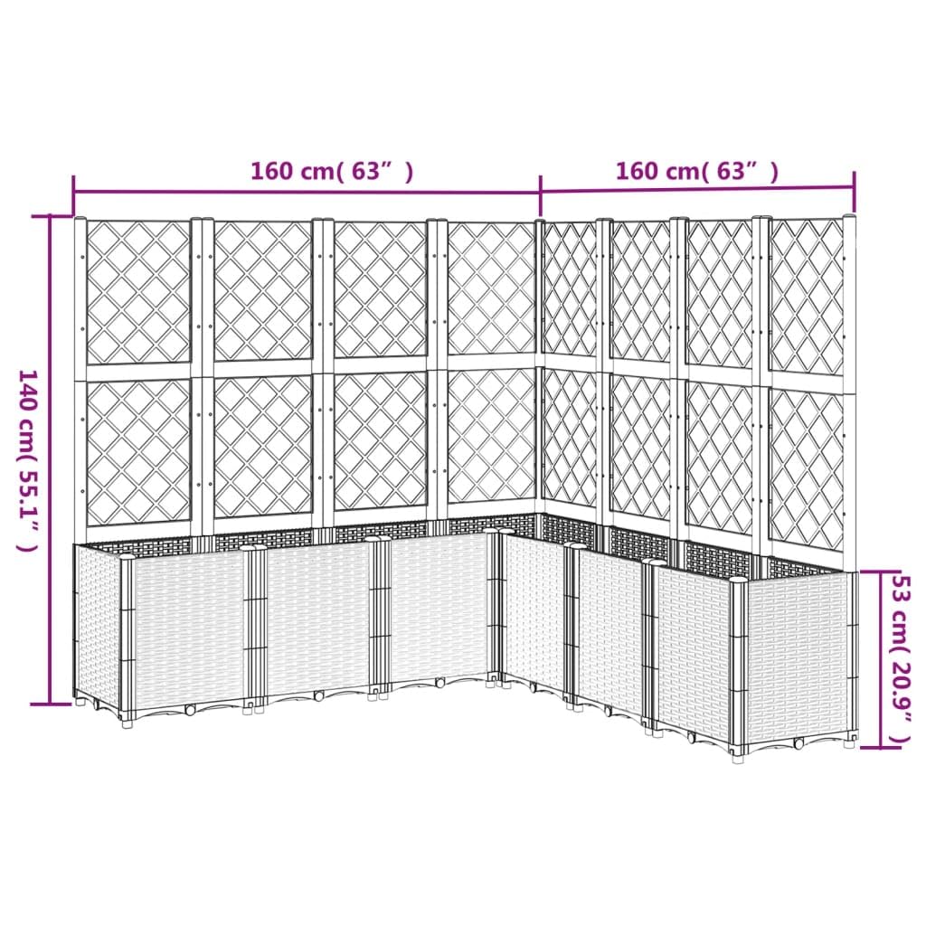 Yanyetangrui Garden Planter with Trellis Brown Polypropylene Large Outdoor Flower Pots 63"x63"x55.1" Modular Rattan Look Box for Patio Porch Garden Plants