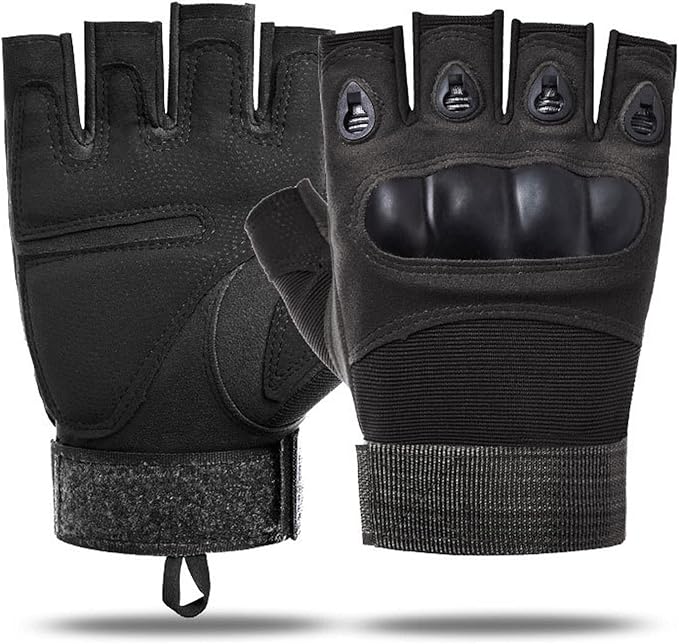 SUJAYU Outdoor Men's Knuckle Protection Workout Training Fingerless Gloves