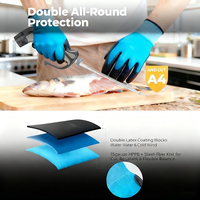 Protmex Cordless Electric Fillet Knife with 8" and 10" Sharp Blades, 12V Electric Fillet Knife with Non-slip Grip Handle, Gloves and Safety Lock, for Fishing, Filleting, Meat, Bread, Outdoors