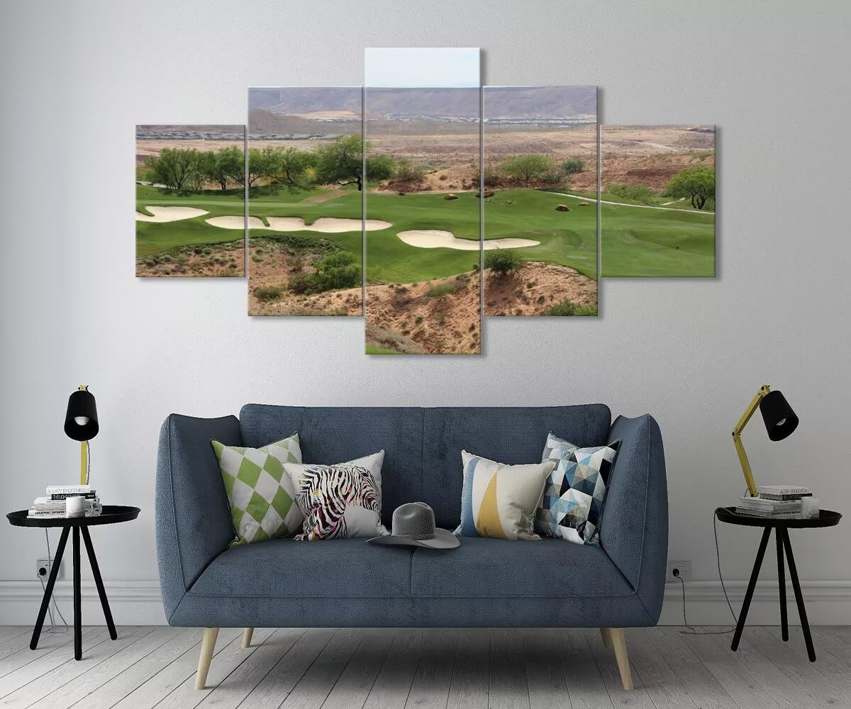 USA Nevada Mountain Golf Course Canvas Wall Art for Living Room Bedroom Bathroom Home Decorations Nevada Golf Course Pictures Posters Framed Artwork Ready to Hang(50''W x 24''H)