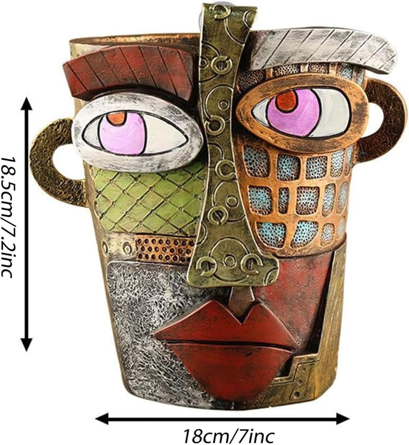 Picasso Pot, Face Planters, Plant Pots Sanxingdui Style, Abstract Head Planter, Handcrafted Planter Resin - Cute and Funky (Retro)