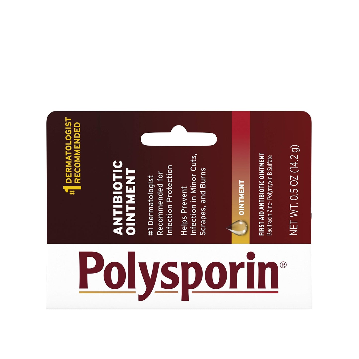 Polysporin First Aid Topical Antibiotic Skin Ointment with Bacitracin Zinc & Polymyxin B Sulfate, for Infection Protection & Wound Care, Neomycin-Free, Travel Size, 0.5 oz