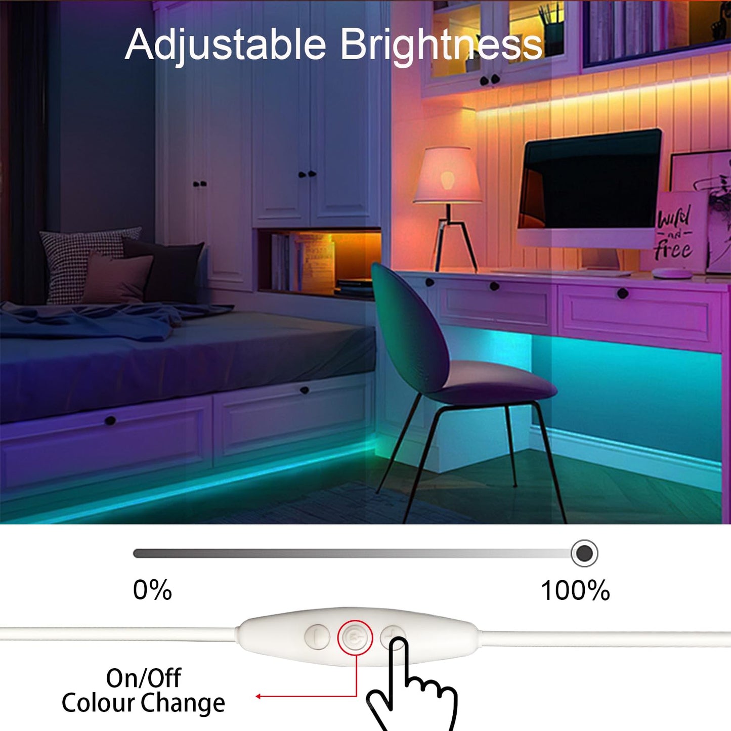 Zslaifu Usb Led Light Strip  16.4Ft 5V Rgb Led Strip Lights  Dimmable Mirror Led Lights Strip  Usb Light For Bedroom  Cabinet  Kitchen  Diy Lighting (Power Adapter Not Included)
