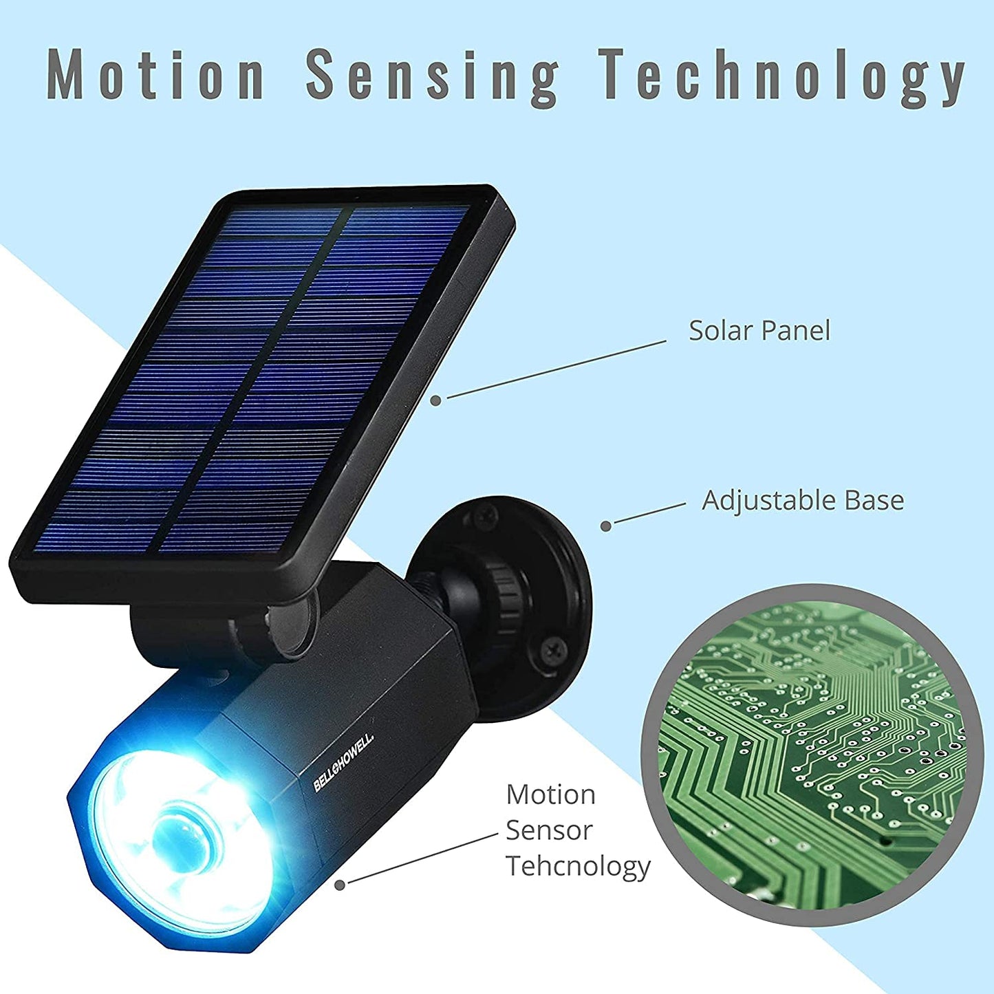 Bell+Howell Bionic Spotlight Motion Solar Spot Lights Outdoor Waterproof, Landscape Lights, Outdoor Solar Yard Lights Weather Resistant, Super Bright LED Lights, for Garden, Lawn As Seen On TV