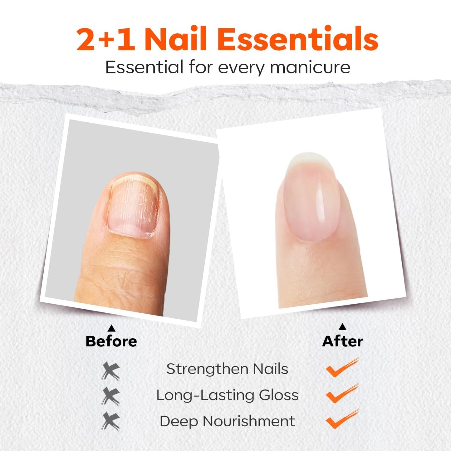 modelones 3-in-One Top Coat and Base Coat Nail Polish, Nail Strengthener, 15 Ml Clear Nail Polish Quick Dry Long Lasting Shine C