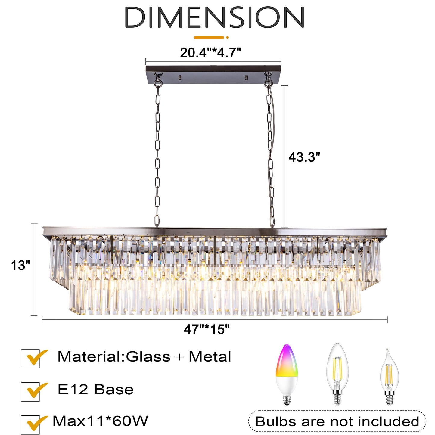 Wellmet 9-Light Crystal Chandelier 34.5 Inch  Contemporary Modern Chandeliers Adjustable For Living Room  Dining Room  Pool Table Light  Kitchen Island Lighting (Chrome  47 Inches)
