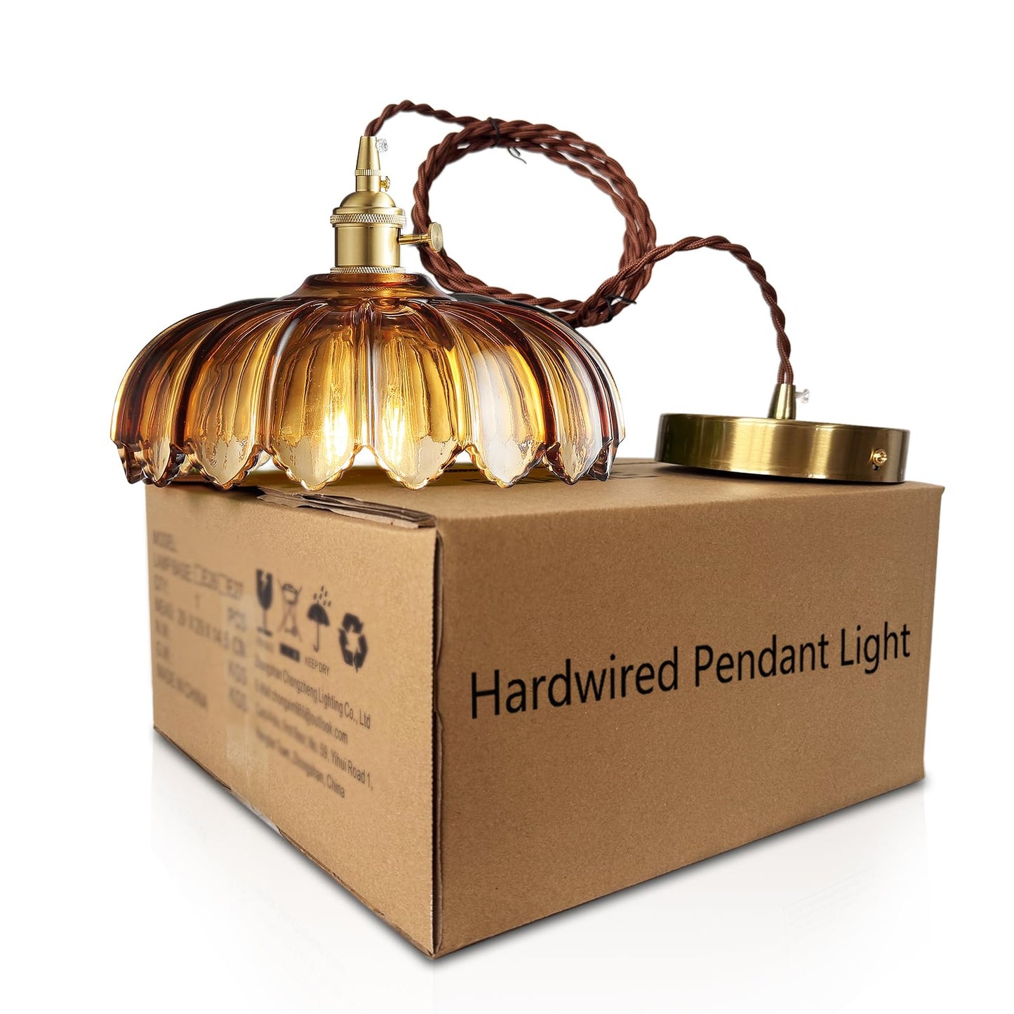 Xzhgcee Pendant Lights Kitchen Island: Amber Glass Hanging Light Fixture With Rotating Switch  E26 Base - Modern Lighting For Dining Room  Bedroom & Living Room