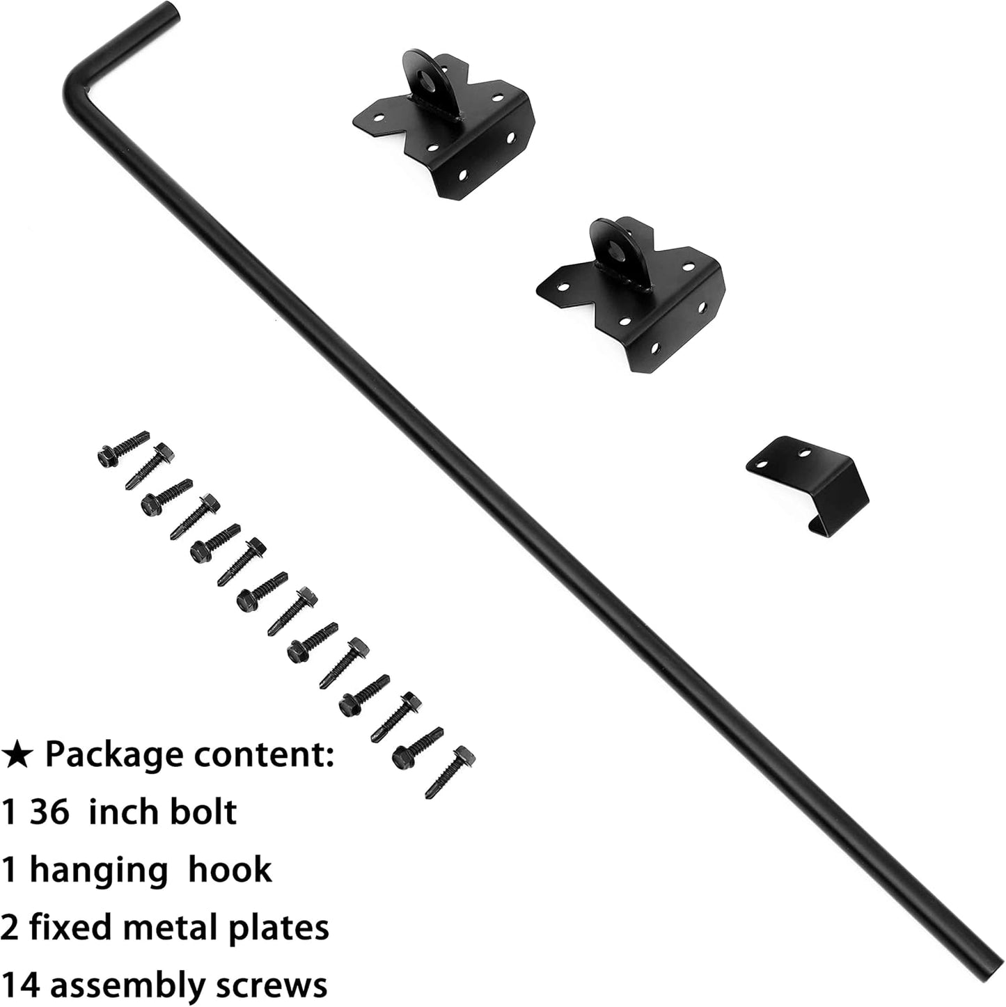Heavy Duty 36 inch Cane Bolt Drop Rod Gate Drop Pin Steel Material -1 Pack mainly for Single Open Door