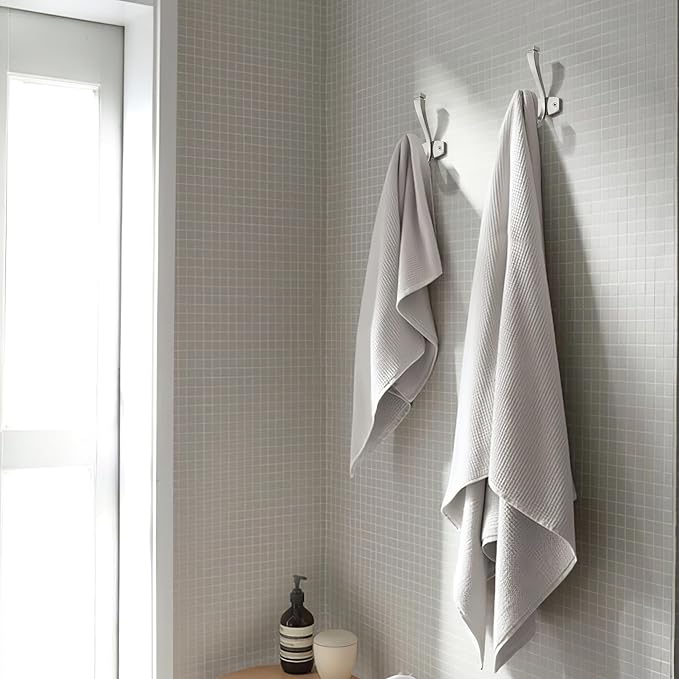 SAILING Coat Hooks - 5 Pack Brushed Nickel Towel Hooks Robe Hooks Decorative Wall Hooks for Bathroom Bedroom Kitchen Towel Robe Clothes Cabinet Closet Bathroom Hardware