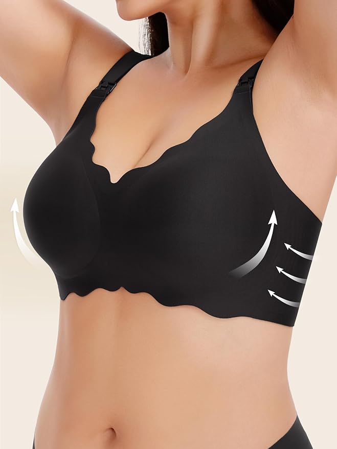 Angelhood Nursing Bras for Breastfeeding Ultra Comfort Seamless Maternity Bra Wireless Pregnancy Bralette with Bra Extender