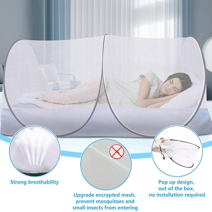 Extra Large Pop Up Mosquito Tent, Portable Foldable Mosquito Net for Bed Camping Travel Patio (78 * 41 * 31inch)