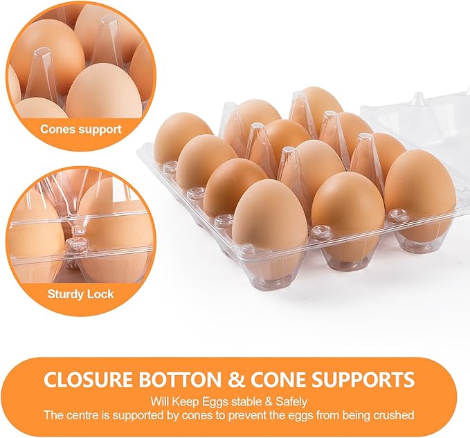 80 Pack Egg Cartons Cheap Bulk 12 Count, Clear Plastic Egg Cartons for Chicken Eggs, Reusable Egg Carton for Family, Chicken Farm, Markets Display - Medium Egg Holder, Egg Containers for Fresh Eggs