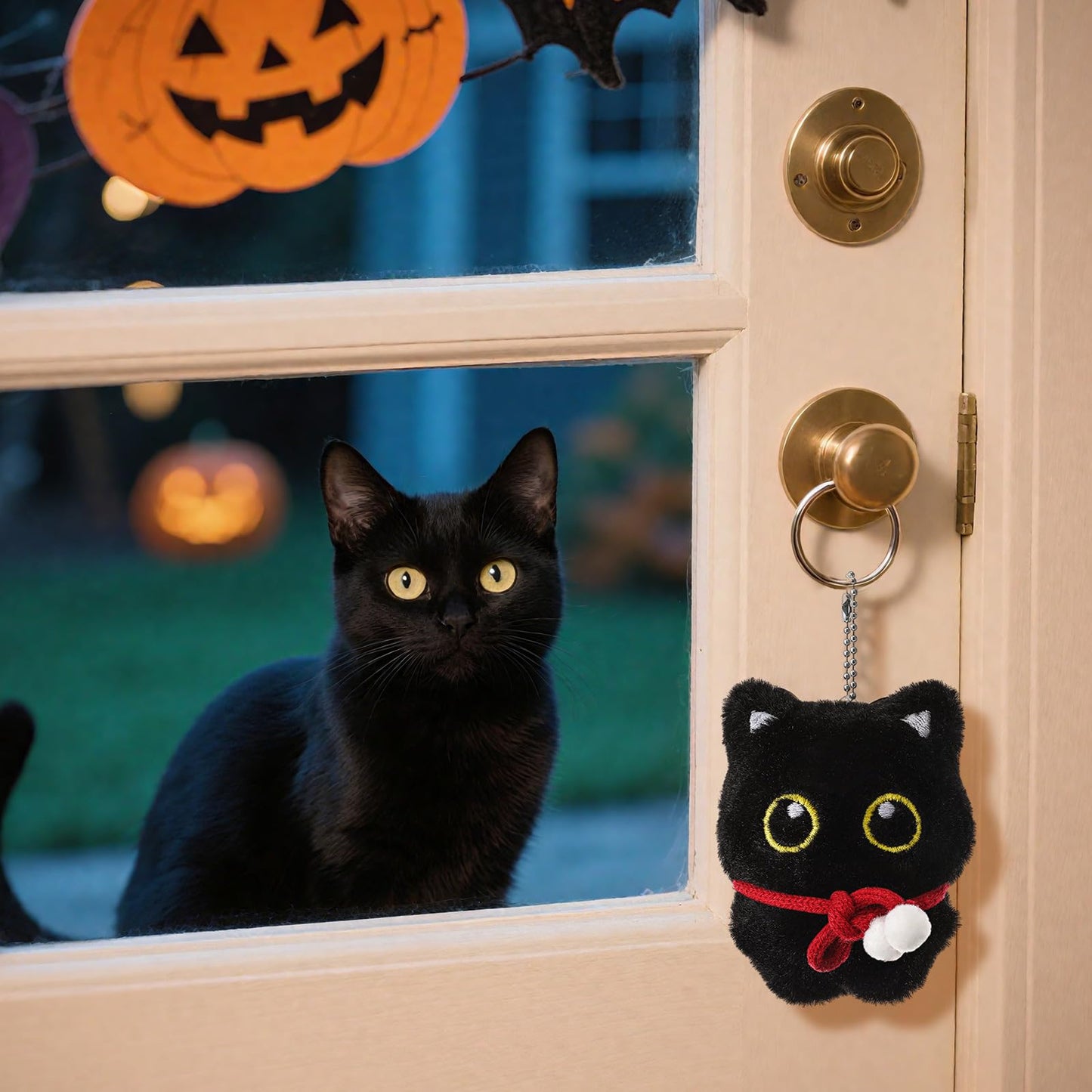 Tondiamo 5 Pcs Black Cat Keychain Plush Bag Charm Cute Kawaii Gifts for Christmas Halloween Accessories (Classic)