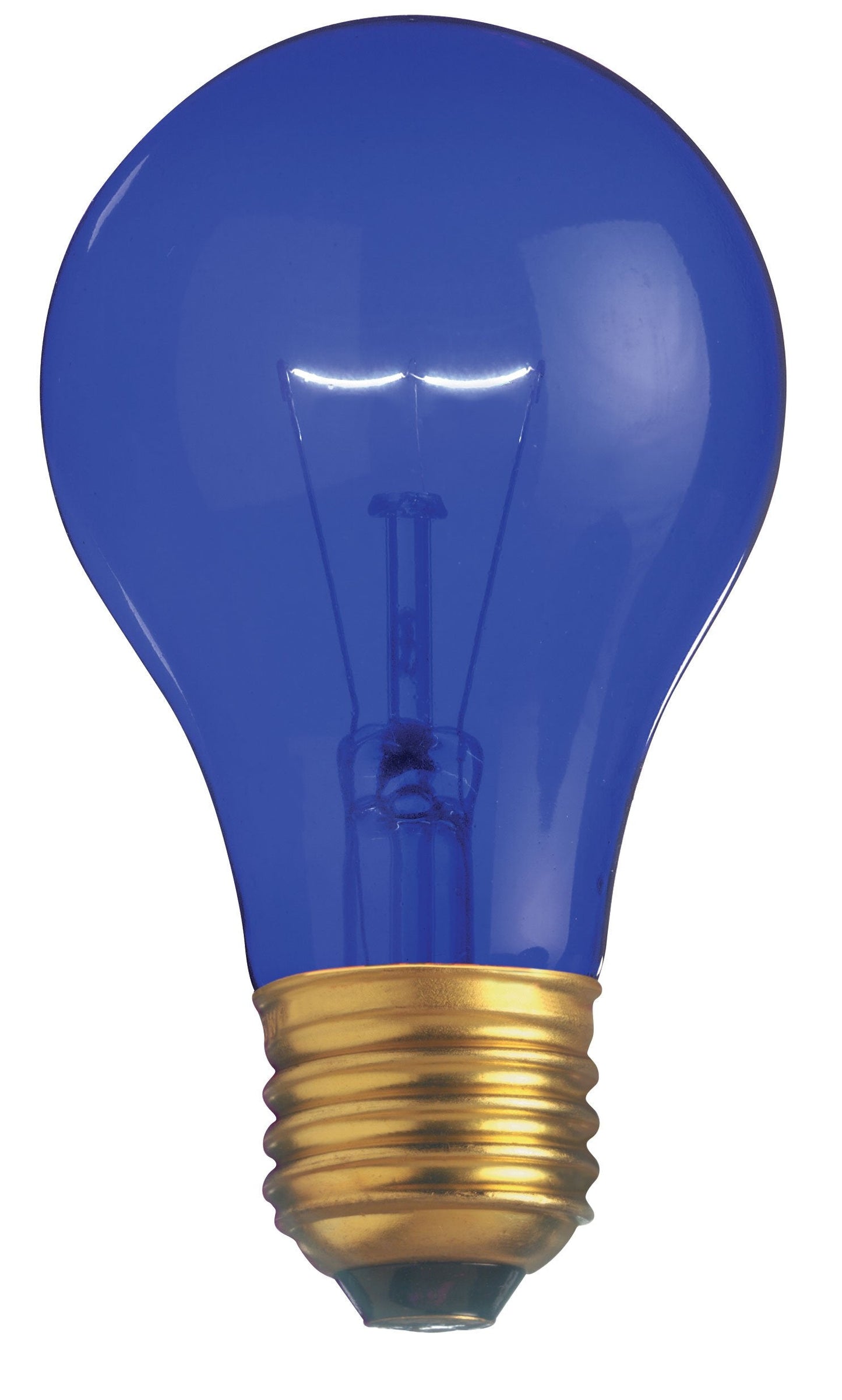 Satco S6082 A19 25W Incandescent Light Bulb, Transparent Blue, Glass