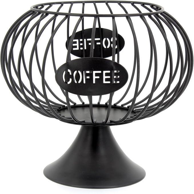 Bokelai Large Capacity Coffee Pod Holder for Countertop K Cup Organizer Metal Storage Basket for Keuring Pods K Cup Storage for Capsule Creamer Coffee Bar Decor Black