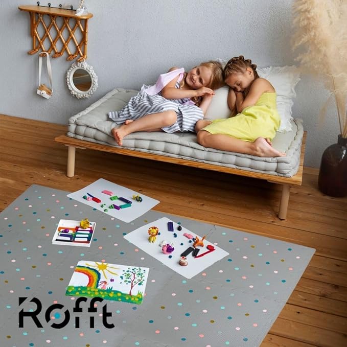 Soft Non-Toxic Baby Play Mat XXL, Toddler Playmat, Colorful Jigsaw Puzzle PlayMat, Tiles 24 x 24 Foam Floor Mats for Kids & Babies | EVA Foam Interlocking Tiles for Nursery, Playroom (Grey 9 PCS)