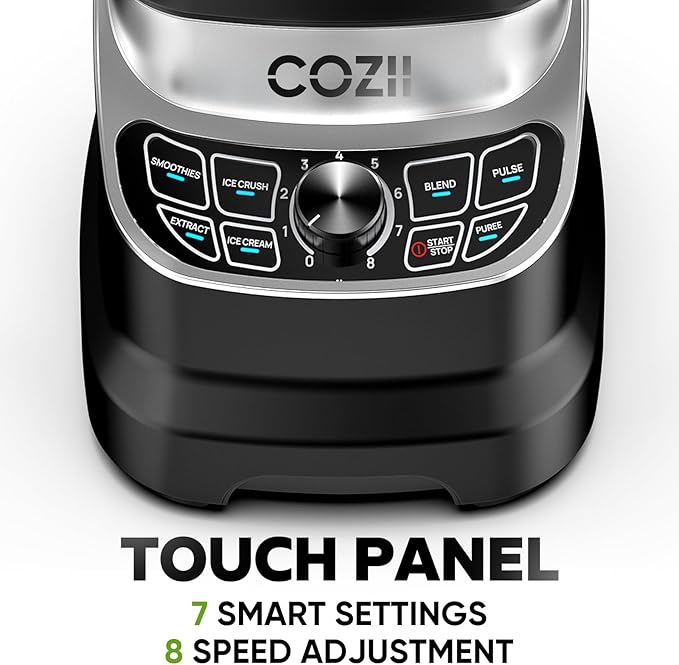 COZII Professional 2000W Blenders for Kitchen with 64oz Pitcher & 21oz To-go Cup, High Speed for Smoothies/Ice Crushing/Frozen Drink/Puree, 7 Preset Programs & 8 Speed Control (Black)