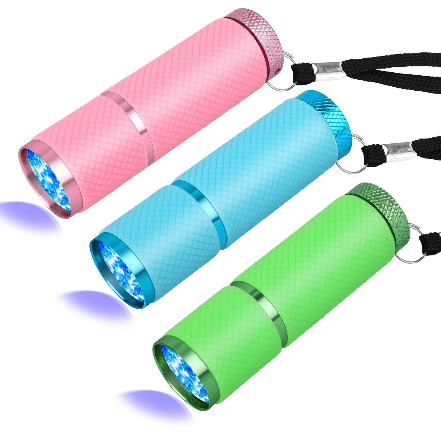 Coolrunner Led Flashlight Set - 3Pcs Portable Nail Dryer With 9 Leds, Mixcolor Aluminum Design