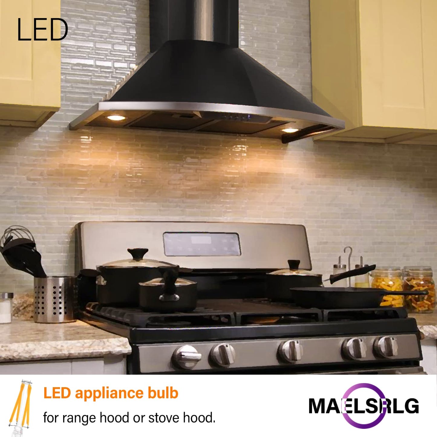 LED Appliance Bulb, 40W Equivalent, Range Hood Light Bulbs, Soft White 2700K, 5W 500 Lumens, Non-Dimmable, E26 Base, Refrigerator Light Bulb, A15 Frosted, Pack of 2, Freezer Fridge Light Bulb