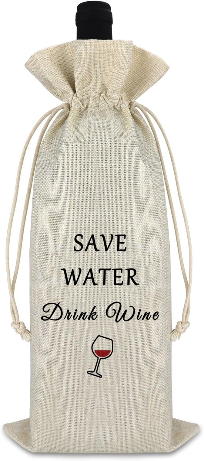 Wedding Gift for Bridesmaid Wine Bag Birthday Gift for Women Men Bridal Shower Gift Thank You Gift for Friends Burlap Wine Wrap Bag Christmas Gift for Friends Father's Day Gift Bachelor Party Gift