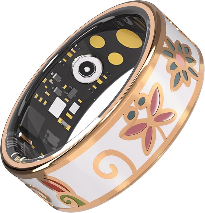 lumthou Enamel Craft Smart Ring for Women & Men - No Subscription Fee Fitness Tracker with Sleep Tracking, Heart Rate, SpO...