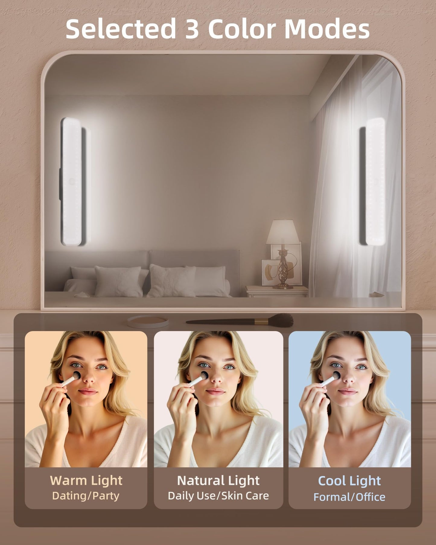 Ezvalo Wireless Makeup Light 2 Pack  Vanity Lights For Mirror Bathroom Mirror Light  Rechargeable  3 Color Temperatures  Stepless Dimming  Touch Control  Adjustable Angle  Black  Women S Gifts