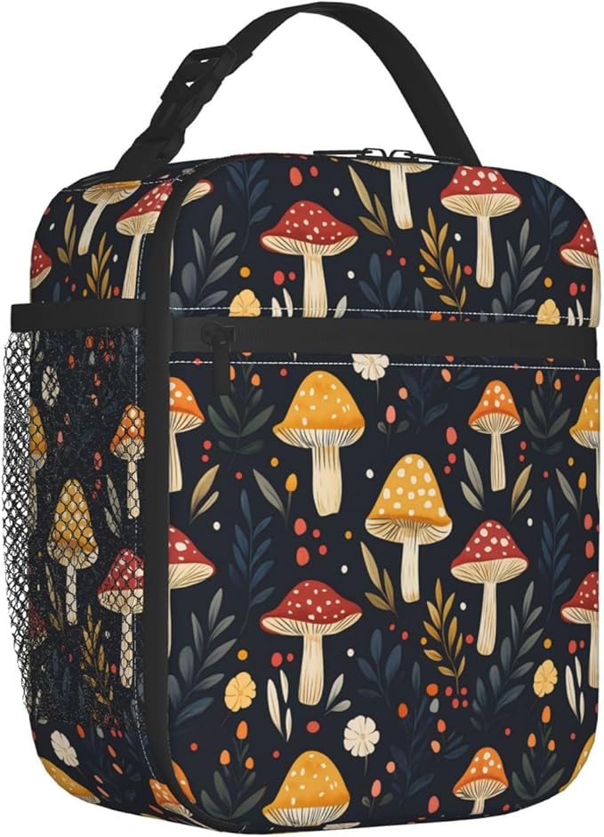 Mushroom Lunch Box for Women Kids Girls Insulated Lunch Bag Lunchbox Adults Lunch Tote Bags Reusable Cooler for Work Office School Picnic Travel